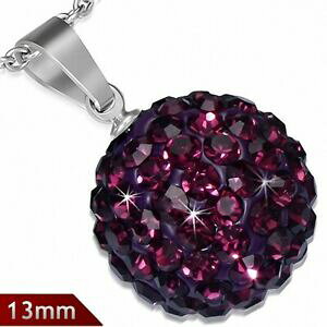 yzWG[EANZT[ XeXy_gtFp[vpendentif sphere en acier inoxydable de 13 mm avec multiples gemmes violet fevri