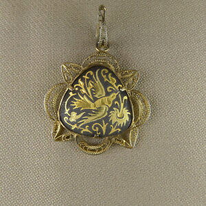 �y���������z�W���G���[�E�A�N�Z�T���[ ���B���e�[�W�y���_���g�_�}�X�Njoli pendentif vintage oiseau damasquine en metal dore