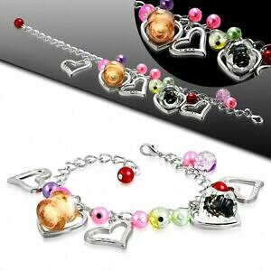 yzWG[EANZT[ Jtt@bVp[KXI[v`[u`[`F[alliage de mode colore perle de verre perle tube ouvert amour coeur charm chaine