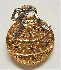 yzWG[EANZT[ WGBe[Wu[`NX}X{[S[hbijou vintage broche boule de noel metal couleur or argent teinte vert rouge a2
