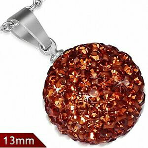 �y���������z�W���G���[�E�A�N�Z�T���[ �I�����W�X�e�����X�y���_���gpendentif sphere en acier inoxydable de 13 mm avec multiples gemmes orange