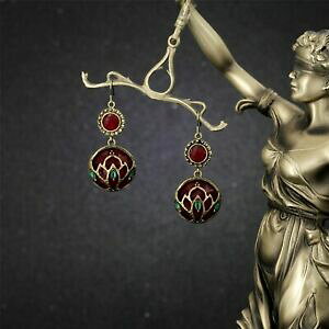 yzWG[EANZT[ Ehbhbh[^X[Xboucles doreilles dore cisele deux rond rouge vert lotus dentelle aa32