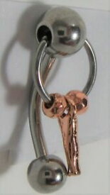 【送料無料】ジュエリー・アクセサリー バラビードフープダングルクリトリスフッドリングゲージsurgical steel rose gold beaded hoop dangle vch clitoral clit hood ring 14 gauge