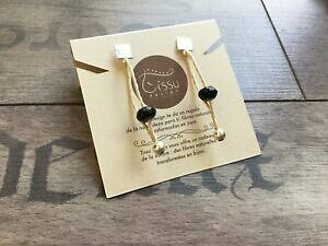 yzWG[EANZT[ COVo[Cboucles doreilles clous faites main onyx en fibres naturelles avec argent