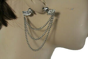 yzWG[EANZT[ Vo[^`F[t@bVCOZbg_uTChGWFEBOufemme argent metal chaines mode crochet earrings set double cote ange ailes