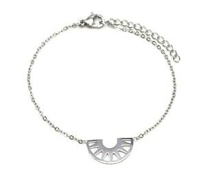 �y���������z�W���G���[�E�A�N�Z�T���[ �`���[���f�~�T�[�N���I�[�v���V���o�[�X�`�[���t�@�C���`�F�[���u���X���b�gbc3173f bracelet fine chaine avec charm demi cercle ajoure acier argente