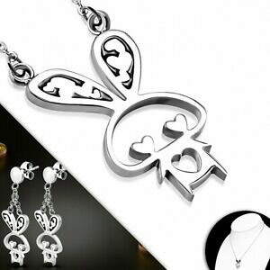 �y���������z�W���G���[�E�A�N�Z�T���[ �y���f���X�e�����X�n�[�g�E�T�Mcoeur en forme de lapin coeur damour en acier inoxydable avec collier et penden