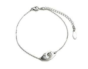 yzWG[EANZT[ `[C^[[XhgbeXVo[X`[t@C`F[uXbgbc1801e bracelet fine chaine avec charm menottes entrelacees acier argente