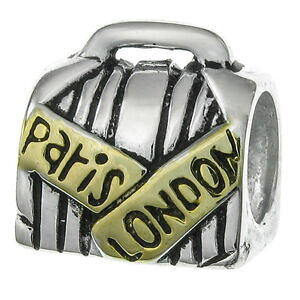 yzWG[EANZT[ X^[OVo[phX[cP[XobOr[Y[bp`[uXbgsterling silver paris london trip suitcase bag bead for european charm b