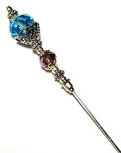 �y���������z�W���G���[�E�A�N�Z�T���[ �C���`�V���o�[�n�b�g�^�[�R�C�Y�u���[�`�o�C�I���b�g�N���X�^���O���X�p�[���n�b�s���Ysix pouce argent chapeau broche turquoise violet verre cristal perle hatpin de