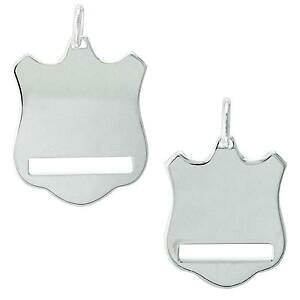 yzWG[EANZT[ Vo[X^[OO[uV[hy_gC^AC^A{bNXargent sterling gravable bouclier pendentif,fabrique en italie,18 italien box