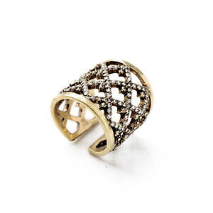 yzWG[EANZT[ S[fA[fROBe[WNX^bVI[vIWiOubague art deco dore maille cristal vintage ouvert original reglable 53 z1