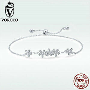 yzWG[EANZT[ {Rt@bVX^[OVo[fCW[uXbg`[`F[WG[voroco fashion s925 sterling silver daisy bracelet with cz charm chain jewe