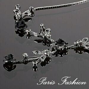 yzWG[EANZT[ KXCXg[u`lbNXcollier soir de fete branche fleuries en strass de verre grisant