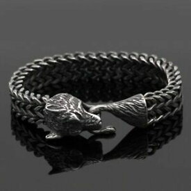 【送料無料】ジュエリー・アクセサリー メンズバイキングステンレスリンクチェーンウルフブレスレットジュエリーmens norse viking stainless steel link chain wolf bracelet amulet gift jewelry