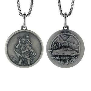 yzWG[EANZT[ Vo[X^[OAeB[NTNXgt@[C^Ay_gC``F[argent sterling finition antique saint christopher italien pendentif,18 cha