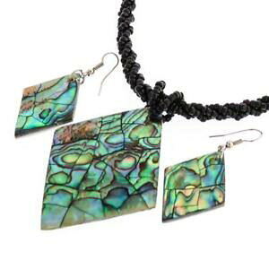 yzWG[EANZT[ UCNpEAArubNp[J[ZbgCO63cm mosaique paua abalone noir perle ensemble collier amp; boucle doreille
