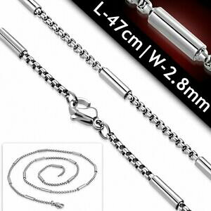 yzWG[EANZT[ }XPbgo[N`F[47cm x 28mm ?chaine a maillons en barre rolo avec fermoir mousqueton en acier