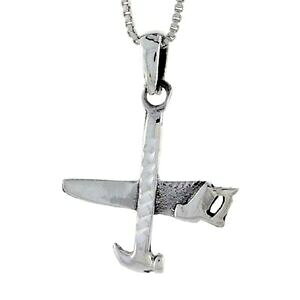 �y���������z�W���G���[�E�A�N�Z�T���[ �V���o�[�X�^�[�����O�n���}�[�\�[�y���_���g�u�����b�N�C���`�C�^���A���`�F�[���{�b�N�Xargent sterling marteau amp; scie pendentif breloque, 18 italien boite chai