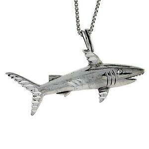 �y���������z�W���G���[�E�A�N�Z�T���[ �V���o�[�X�^�[�����O�V���[�N�y���_���g�u�����b�N�C���`�C�^���A���`�F�[���{�b�N�Xargent sterling requin pendentif breloque, 18 italien boite chaine