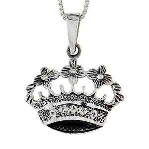 �y���������z�W���G���[�E�A�N�Z�T���[ �V���o�[�X�^�[�����O�N���E���y���_���g�u�����b�N�C���`�C�^���A���`�F�[���{�b�N�Xargent sterling couronne pendentif breloque, 18 italien boite chain