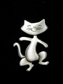 【送料無料】ジュエリー・アクセサリー ジョネットジュエリーシルバーピューターダンシングピンjj jonette jewelry silver pewter dancing cat pin