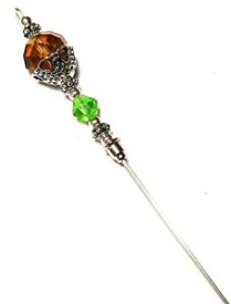 【送料無料】ジュエリー・アクセサリー シルバーハットアンバーブローチグリーングラスクリスタルパールチベットヴィンテージ152cm argent chapeau broche ambre amp; vert verre cristal perle tibetain vintage