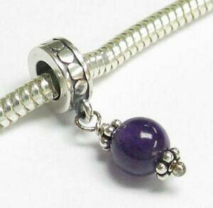 yzWG[EANZT[ X^[OVo[AWXg_O[bp`[uXbgsterling silver amethyst birthstone february dangle for european charm bracelets