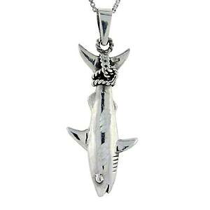 �y���������z�W���G���[�E�A�N�Z�T���[ �V���o�[�X�^�[�����O�t�B�b�V���V���[�N�y���_���g�u�����b�N�C���`�C�^���A���`�F�[���{�b�N�Xargent sterling peche requin pendentif breloque, 18 italien boite 
