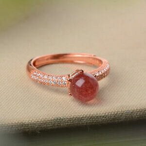 yzWG[EANZT[ }`bNXgx[NX^NH[cVo[EFfBOOnoble romantic natural strawberry crystal quartz s925 silver wedding ring gifts