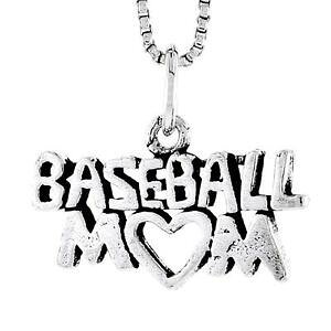 yzWG[EANZT[ Vo[X^[O}}y_gubNC^A{bNXargent sterling baseball maman mot pendentif breloque,18 italien box