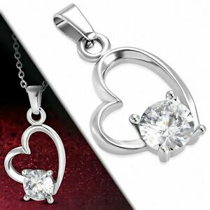 �y���������z�W���G���[�E�A�N�Z�T���[ �n�[�g�X�e�����X�y���_���g�Z�b�gpendentif en forme de c?ur en acier inoxydable serti dun gemme