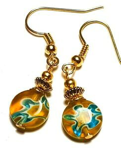 yzWG[EANZT[ V[gS[hCG[^[RCY~tBI[p[OXO[gy_g{{court or jaune turquoise millefiori oreilles verre perle goutte pendantes bobo