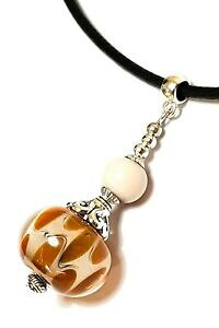 yzWG[EANZT[ Vo[U[ubNXEBYx[WuEOX`[p[{w~Ay_gargent cuir noir ras avec beige marron verre chalumeau perle pende