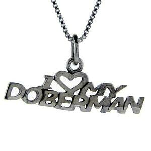 �y���������z�W���G���[�E�A�N�Z�T���[ �V���o�[�X�^�[�����O�h�[�x���}�����[�h�y���_���g�u�����b�N�C�^���Aargent sterling i love my doberman mot pendentif breloque,18 italien