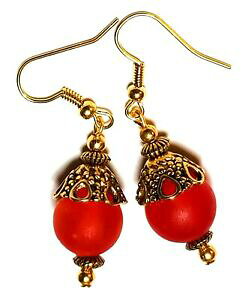 �y���������z�W���G���[�E�A�N�Z�T���[ �����O�S�[���f�����b�h�C���[�Y�h�����n���M���O�p�[���O���X�N���X�t�b�Nlong dore rouge oreilles goutte pendantes verre perle classe perce hook artisan