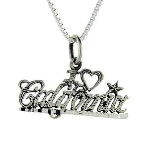 �y���������z�W���G���[�E�A�N�Z�T���[ �V���o�[�X�^�[�����O�A�C���u�J���t�H���j�A���[�h�y���_���g�u�����b�N�C�^���Aargent sterling i love california mot pendentif breloque,18 italien