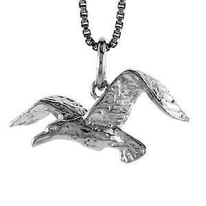 �y���������z�W���G���[�E�A�N�Z�T���[ �V���o�[�X�^�[�����O�V�[�K���y���_���g�u�����b�N�C���`�C�^���A���`�F�[���{�b�N�Xargent sterling seagull 3d pendentif breloque, 18 italien boite chaine