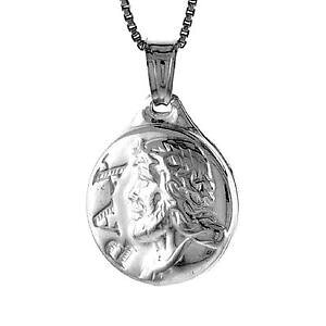 �y���������z�W���G���[�E�A�N�Z�T���[ �V���o�[�X�^�[�����O�C�G�X���_���y���_���g�u�����b�N�C�^���Aargent sterling jesus medaille pendentif breloque,fabrique en italie,18