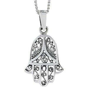yzWG[EANZT[ Vo[X^[OCnTy_gubNC^A{bNXargent sterling filigrane main hamsa pendentif breloque,18 italien box
