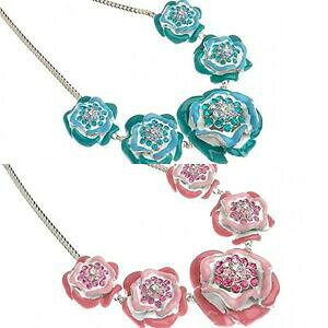 yzWG[EANZT[ hXGiot@^W[lbNXNX^XtXL[createur ete chic emaille floral roses fantaisie collier wcristal swarovski