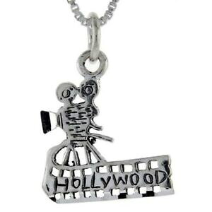 �y���������z�W���G���[�E�A�N�Z�T���[ �V���o�[�X�^�[�����O�n���E�b�h���[�h�y���_���g�u�����b�N�C�^���A���`�F�[���{�b�N�Xargent sterling hollywood mot pendentif breloque,18 italien boite chaine