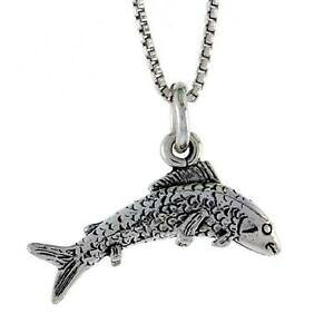 �y���������z�W���G���[�E�A�N�Z�T���[ �V���o�[�X�^�[�����O�g���E�g�y���_���g�u�����b�N�C���`�C�^���A���`�F�[���{�b�N�Xargent sterling truite 3d pendentif breloque, 18 italien boite chaine