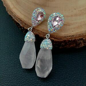 yzWG[EANZT[ i`[YNH[ceBAhbvNX^pF|XgCOnatural rose quartz teardrop crystal pave post earrings