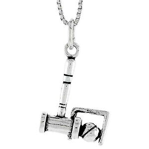 �y���������z�W���G���[�E�A�N�Z�T���[ �V���o�[�X�^�[�����O�N���P�b�g�X�e�B�b�N�{�[���y���_���g�u�����b�N�C�^���Aargent sterling croquet baton amp; balle 3d pendentif breloque,18 italien