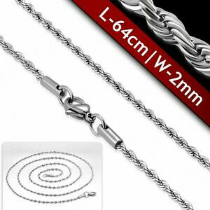 yzWG[EANZT[ }XPbg[v`F[N64cm x 2mm ?chaine a maillons en corde tressee avec fermoir mousqueton en acier