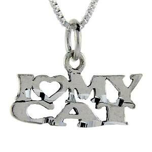 yzWG[EANZT[ Vo[X^[Oy_gubNC^A{bNXargent sterling i love my chat mot pendentif breloque,18 italien box