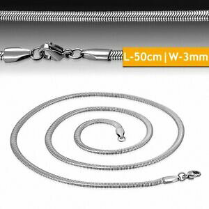 yzWG[EANZT[ CmX`[}XPbgtbgXl[NN`F[50cm x 3mm ?chaine a maillons serpent plat avec fermoir mousqueton en acier ino