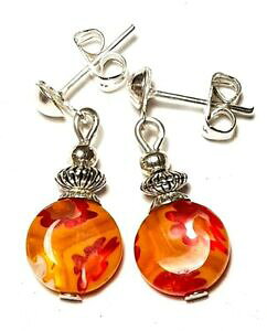 yzWG[EANZT[ V[gVo[IWbh~tBI[p[OXhbvy_gyZcourt argent orange rouge millefiori oreilles verre perle goutte pendantes per