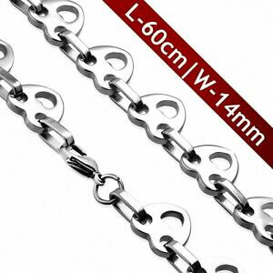 yzWG[EANZT[ XeXX`[t@V[n[gN`F[60cm x 14mm ?chaine a maillons fantaisie en forme de coeur en acier inoxydable